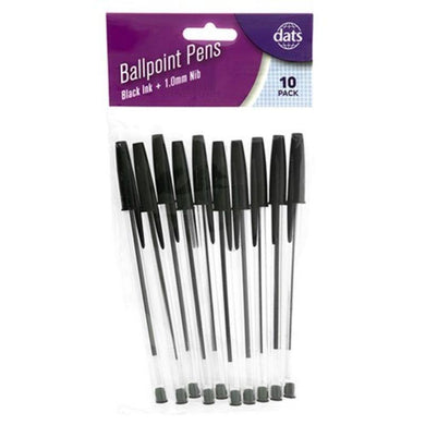 10 Pack Black Ballpoint Pens - The Base Warehouse
