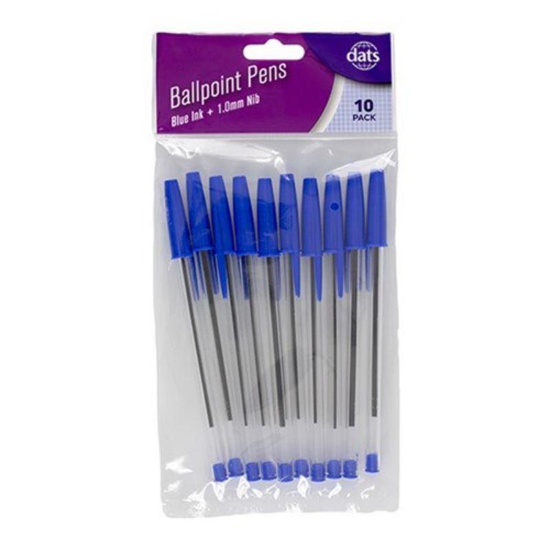 10 Pack Blue Ballpoint Pens - The Base Warehouse