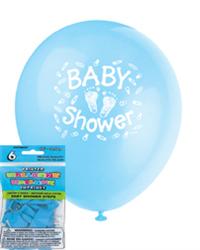 6 Pack Blue Baby Shower Baby Steps Latex Balloons - 30cm