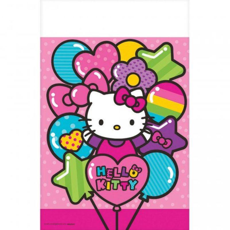 Hello Kitty Rainbow Plastic Tablecover - 1.37m x 2.43m
