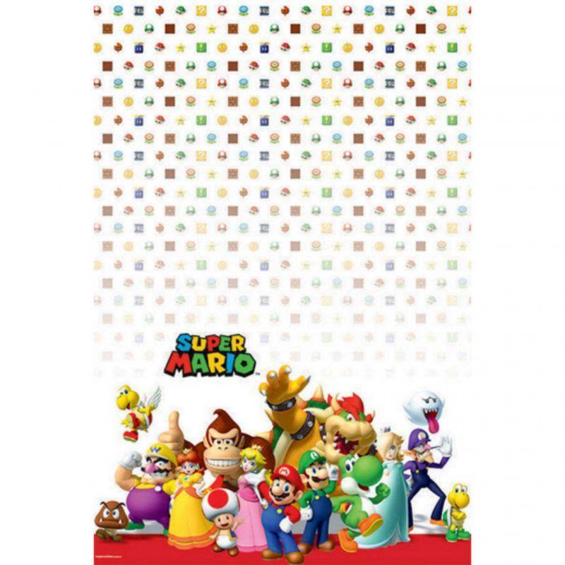 Super Mario Bros Plastic Tablecover - 1.37m x 2.43m - The Base Warehouse