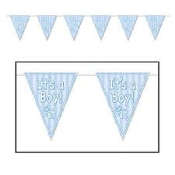 Baby Boy Pennant Banner - 3.6m - The Base Warehouse