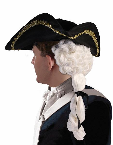 Mens Colonial White Wig With Tricorn Hat - The Base Warehouse