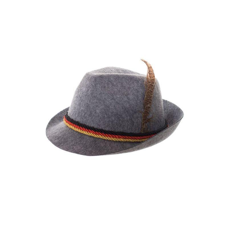 Grey Oktoberfest Beer Fedora Hat with Feather