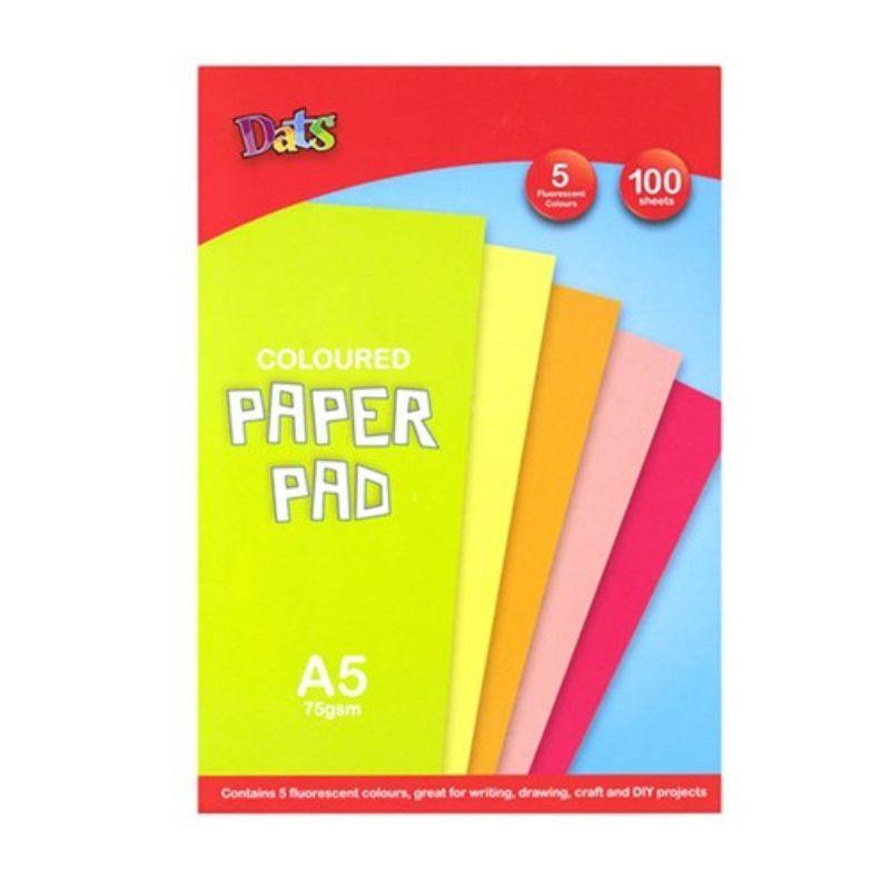 100 Pack A5 Bright Colour Paper Pad - The Base Warehouse