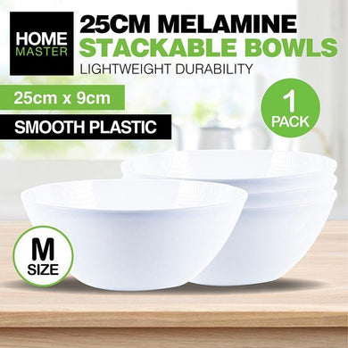 Medium White Melamine Salad Bowl - 25cm x 9cm - The Base Warehouse