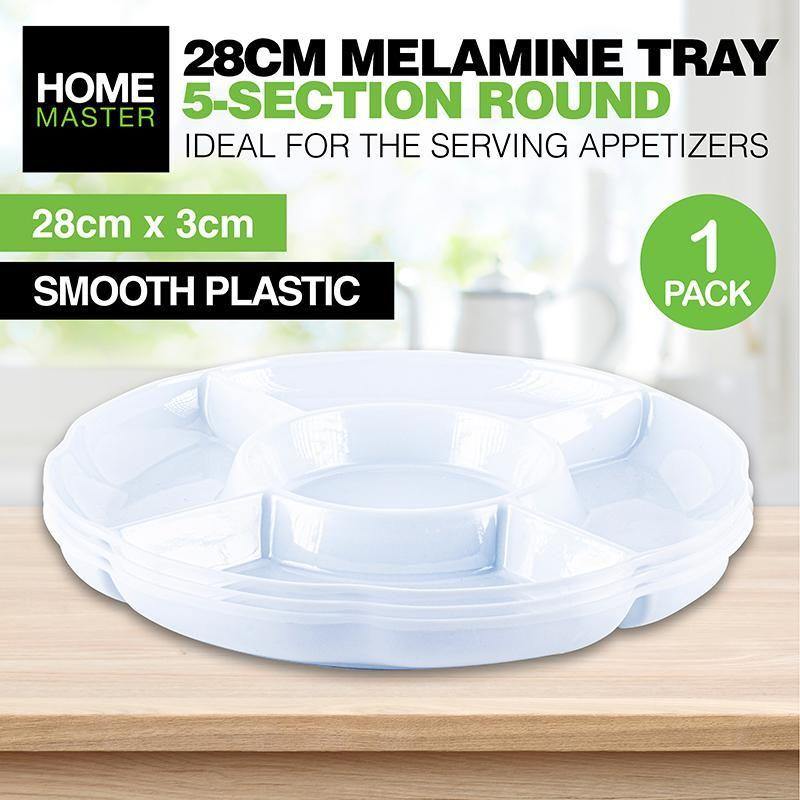 5 Section Round Melamine Tray - 28cm x 3cm - The Base Warehouse