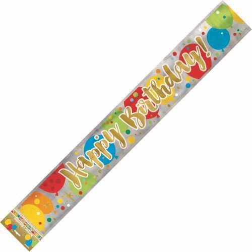 Glitz Gold Happy Birthday Foil Banner - 3.65m - The Base Warehouse