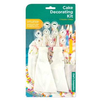 Cake Decorating Kit - 2 Bags & 12 Nozzles - The Base Warehouse