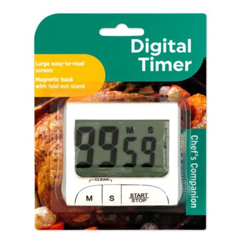 Kitchen Timer White Digital w Magnet and Stand