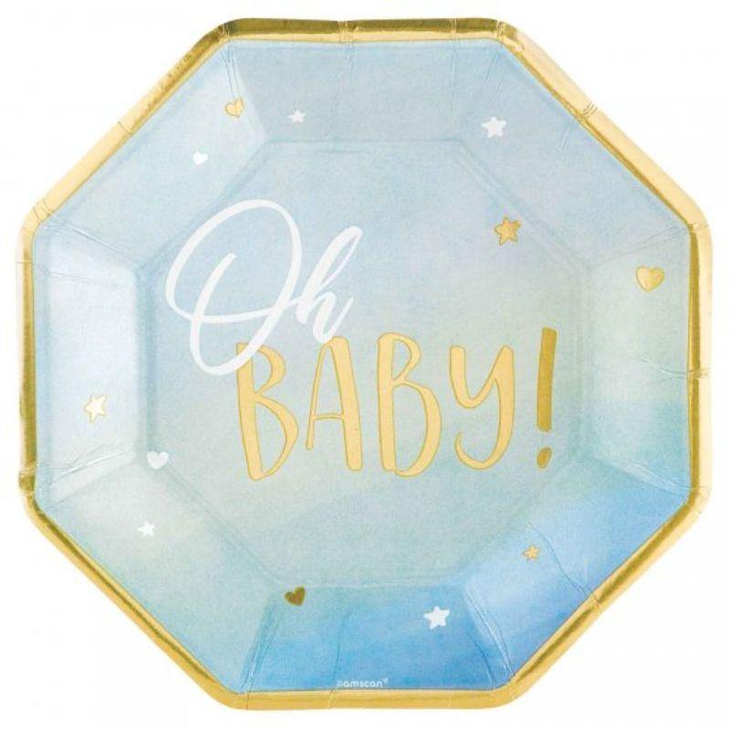 8 Pack Oh Baby Boy Shaped Plates - 26cm - The Base Warehouse