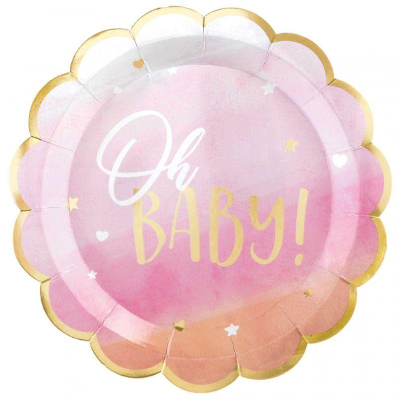 8 Pack Oh Baby Girl Shaped Plates - 26cm - The Base Warehouse