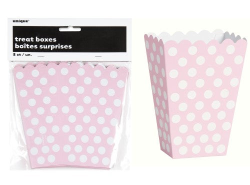 8 Pack Lovely Pink Dots Treat Boxes - 14cm H x 9.5cm W
