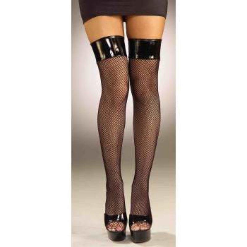 Womens Black Fishnet Thigh Highs - The Base Warehouse
