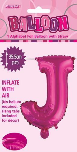Hot Pink Letter J Foil Balloon - 35cm