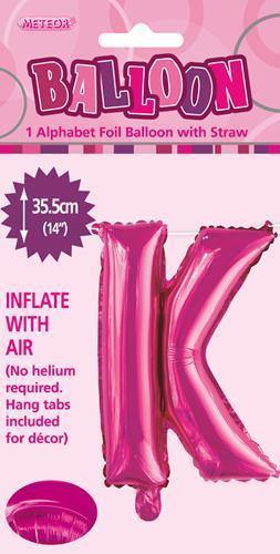 Hot Pink Letter K Foil Balloon - 35cm