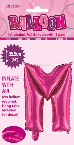 Hot Pink Letter M Foil Balloon - 35cm