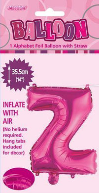 Hot Pink Letter Z Foil Balloon - 35cm - The Base Warehouse