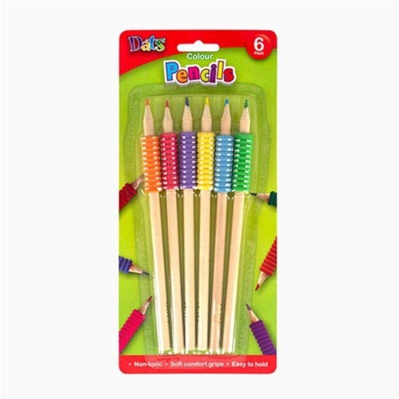 6 Pack Colour Pencils with Soft Comfort Grip - The Base Warehouse