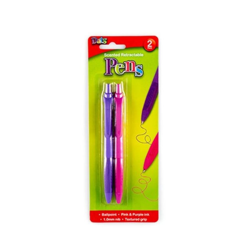 2 Pack Purple & Pink Scented Retractable Pens