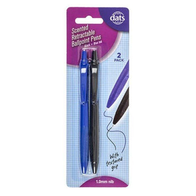 2 Pack Black & Blue Scented Retractable Pens - The Base Warehouse