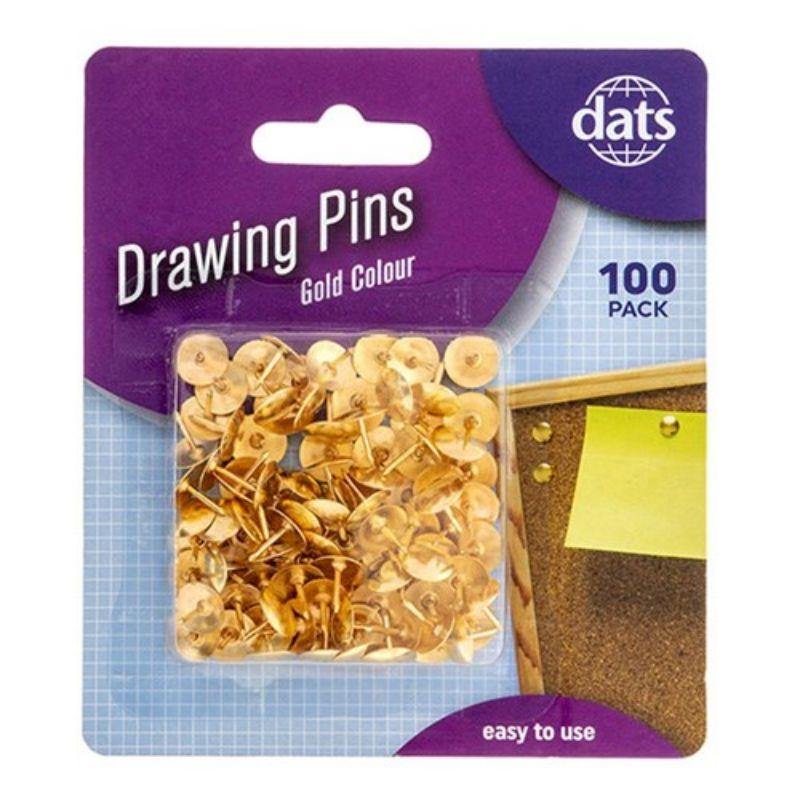 100 Pack Gold Drawing Pins - The Base Warehouse