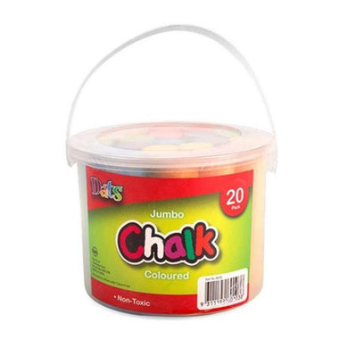 20 Pack Jumbo Coloured Chalks in Bucket - The Base Warehouse