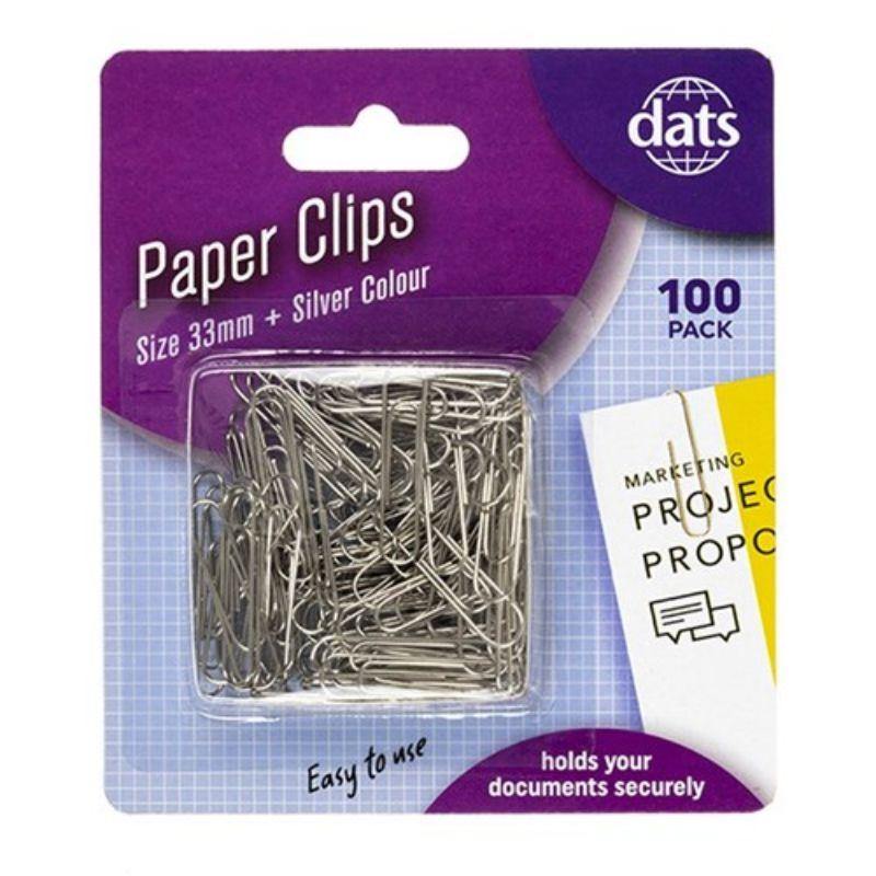 100 Pack Silver Paper Clips - 33mm - The Base Warehouse