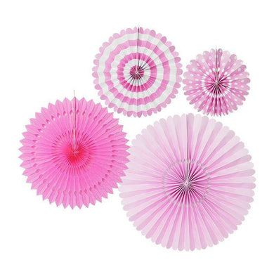 4 Pack Pink Paper Fan Set - 20cm to 44cm - The Base Warehouse
