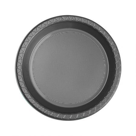 20 Pack Metallic Silver Round Snack Plates - 17cm - The Base Warehouse