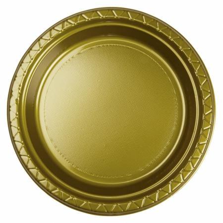 20 Pack Metallic Gold Dinner Plates - 23cm - The Base Warehouse