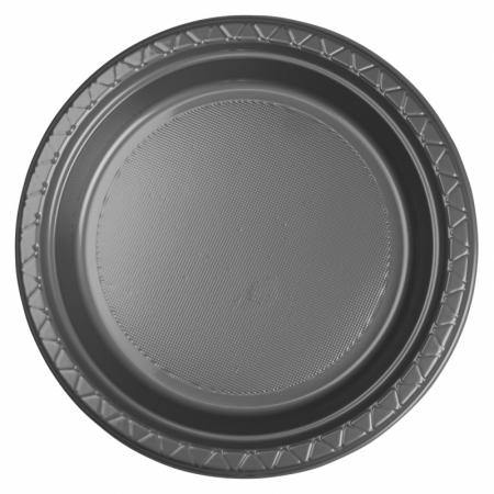 20 Pack Metallic Silver Round Dinner Plates - 23cm - The Base Warehouse