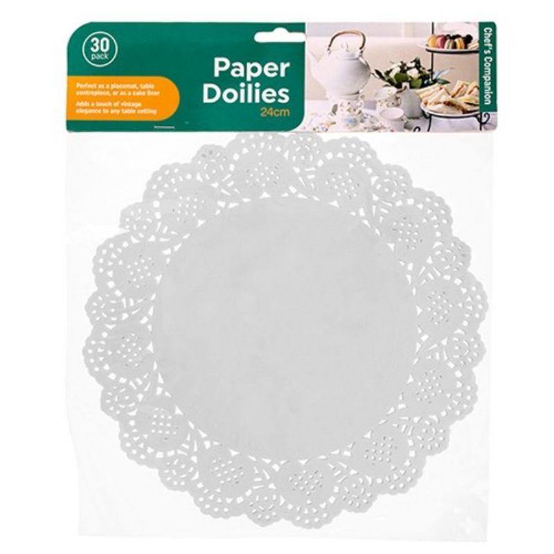 30 Pack White Paper Doillies - 24cm - The Base Warehouse