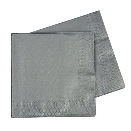 40 Pack Metallic Silver Lunch Napkins - 33cm