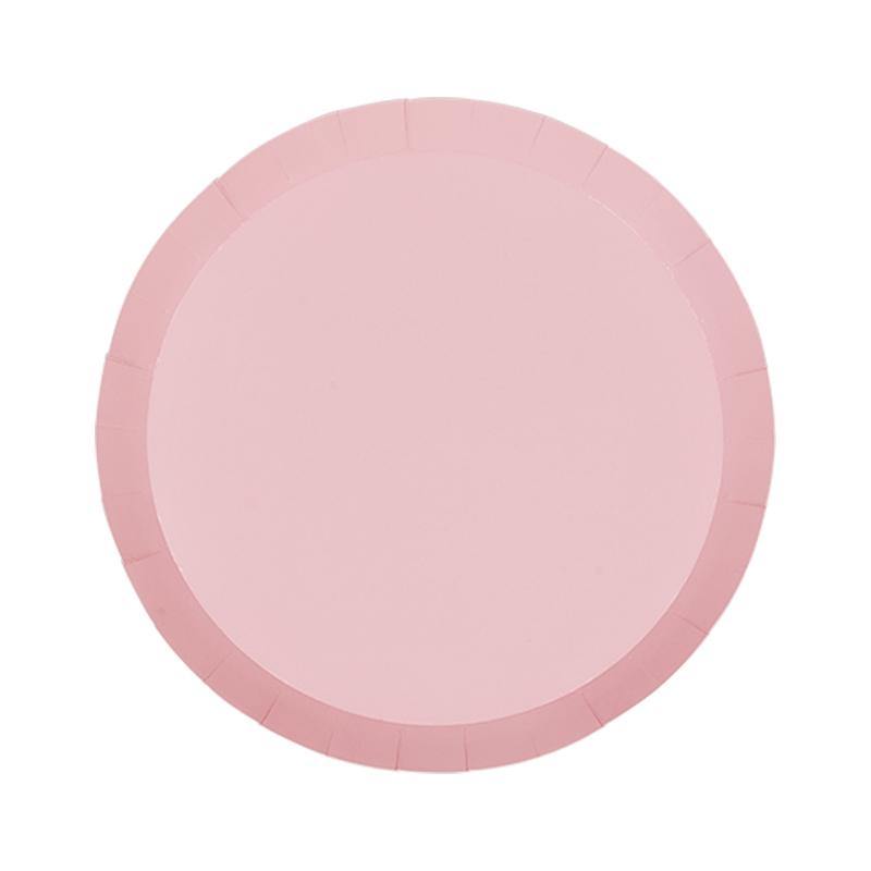 10 Pack Classic Pink Round Paper Snack Plate - 17.8cm - The Base Warehouse