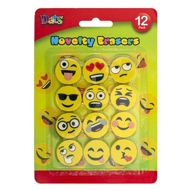 12 Pack Smiley Face Erasers - The Base Warehouse