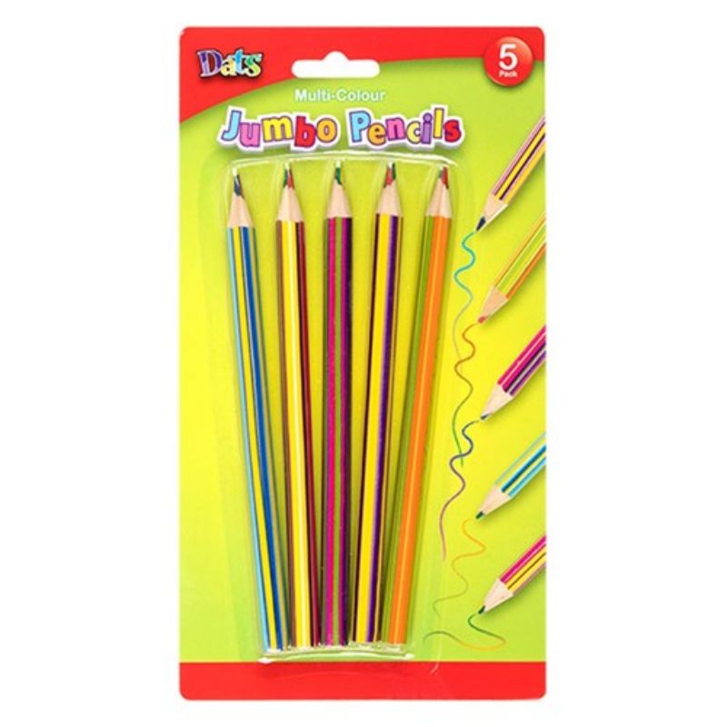 5 Pack Jumbo Multi-Colour Pencils