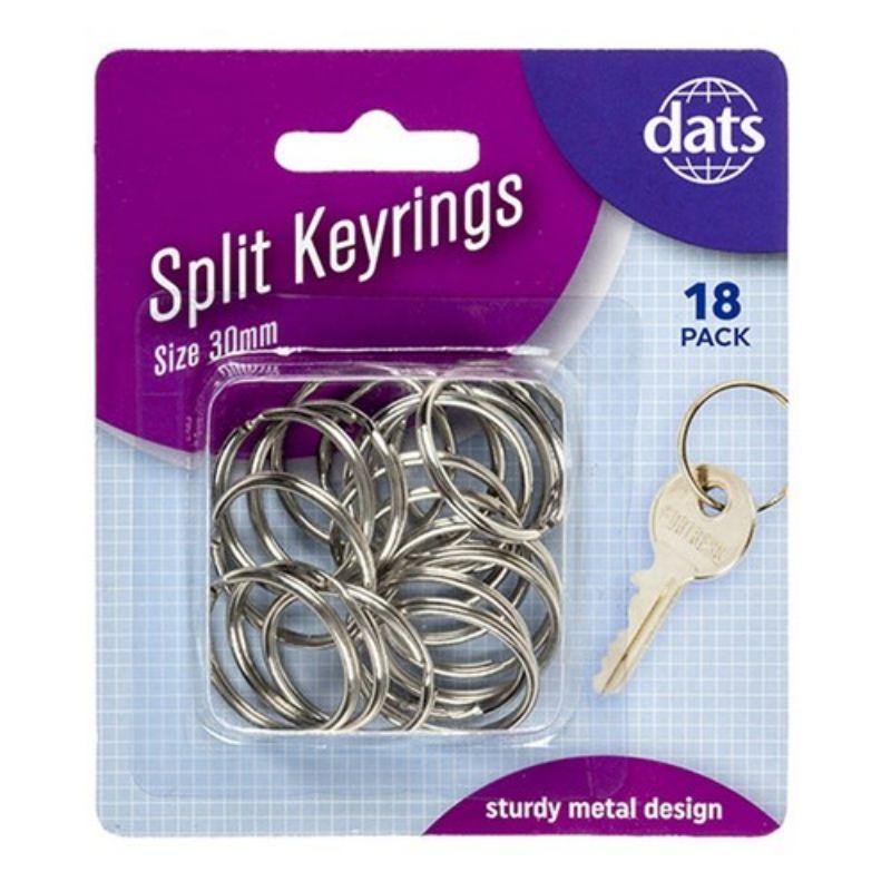 18 Pack Split Keyrings - 30mm