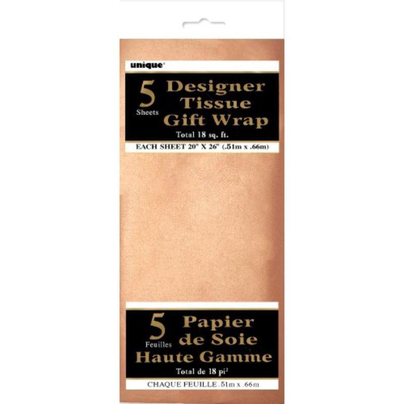 5 Pack Metallic Rose Gold Tissue Sheets - The Base Warehouse
