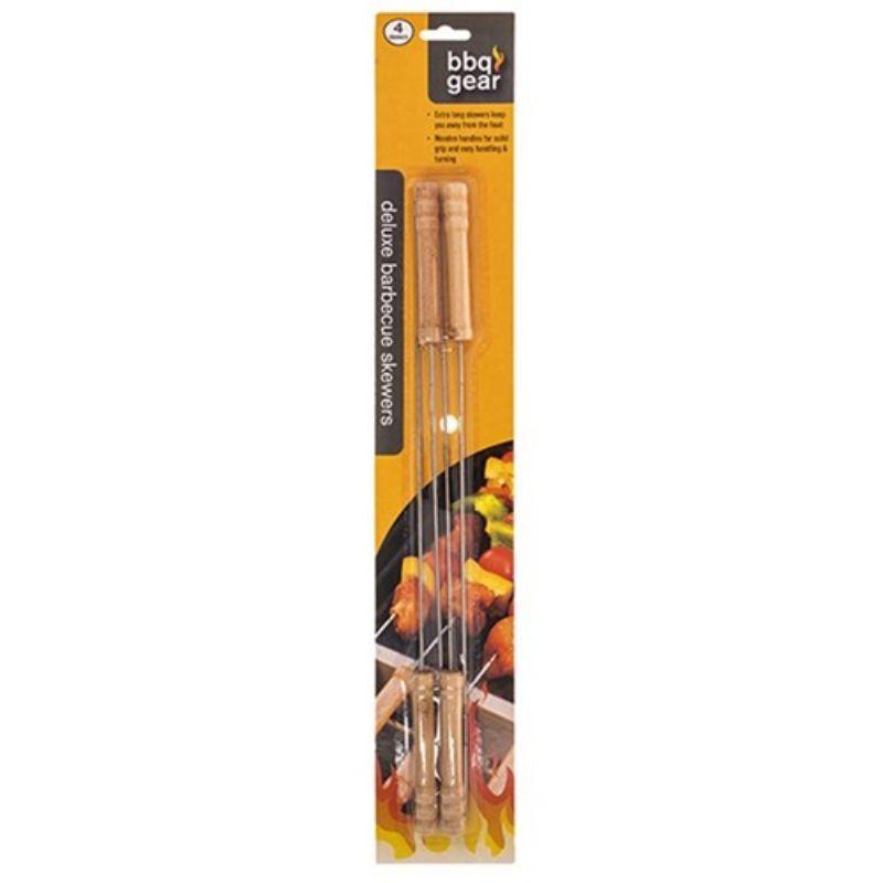 4 Pack BBQ Skewer with Woden Handle - 38.5cm
