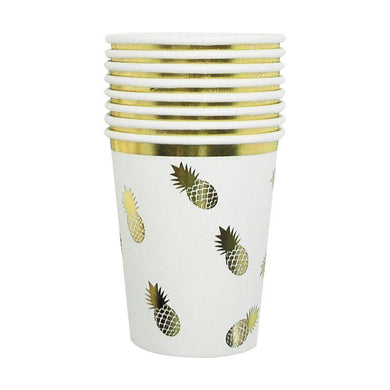 6 Pack Gold Pineapple Paper Cups - 266ml - The Base Warehouse