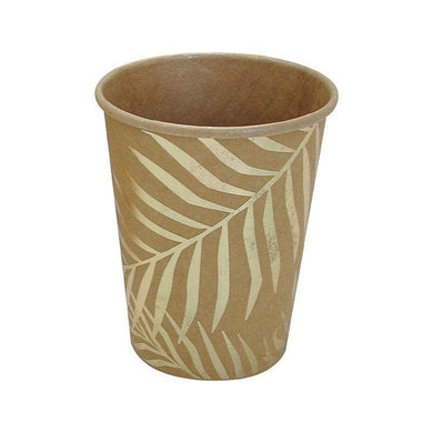 6 Pack Gold Palm Leaves Kraft Paper Cups - 266ml - The Base Warehouse
