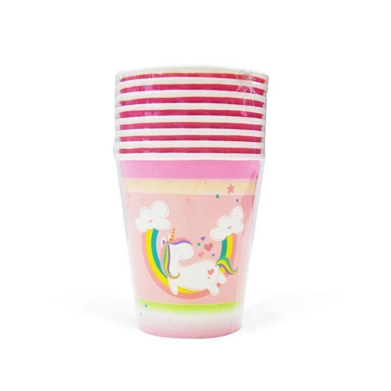 8 Pack Pink Unicorn Paper Cups - 266ml - The Base Warehouse