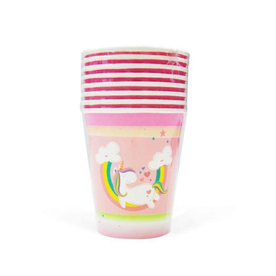 8 Pack Pink Unicorn Paper Cups - 266ml - The Base Warehouse