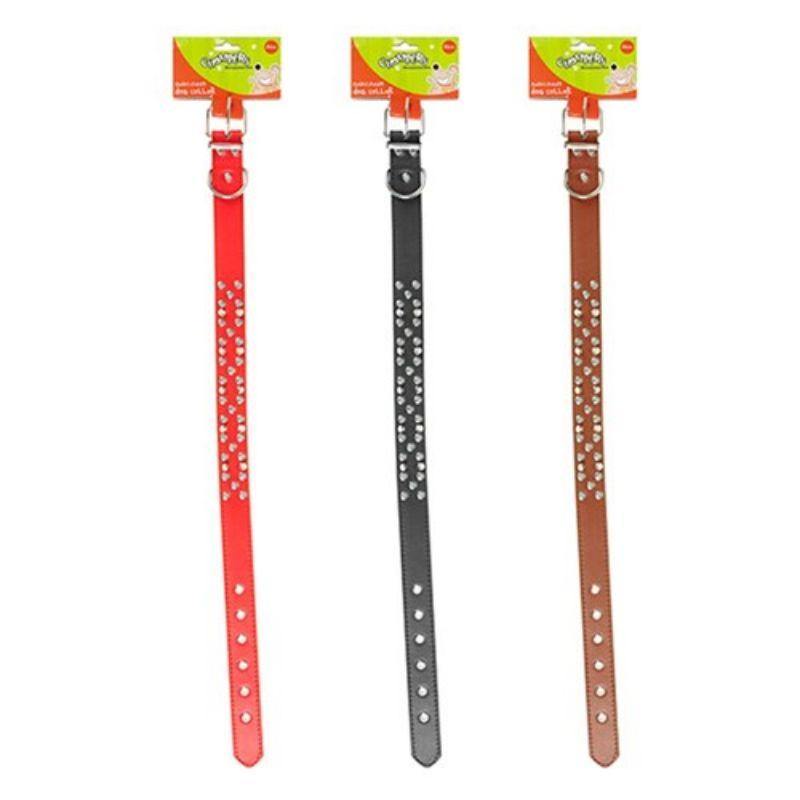 Leather Studded Dog Collar - 3cm x 60cm - The Base Warehouse