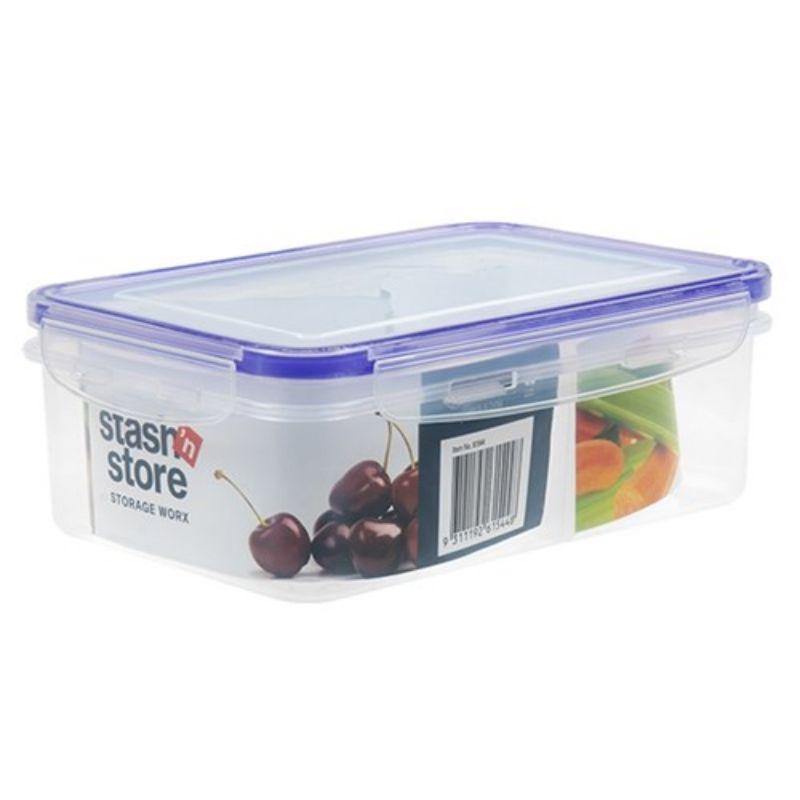 2 Compartments Storage Container with Clip Lid - 21cm x 14.5cm x 7.5cm