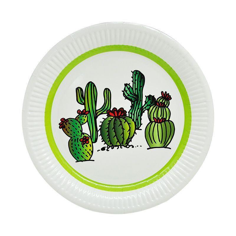 6 Pack Cactus Paper Plates - 23cm - The Base Warehouse