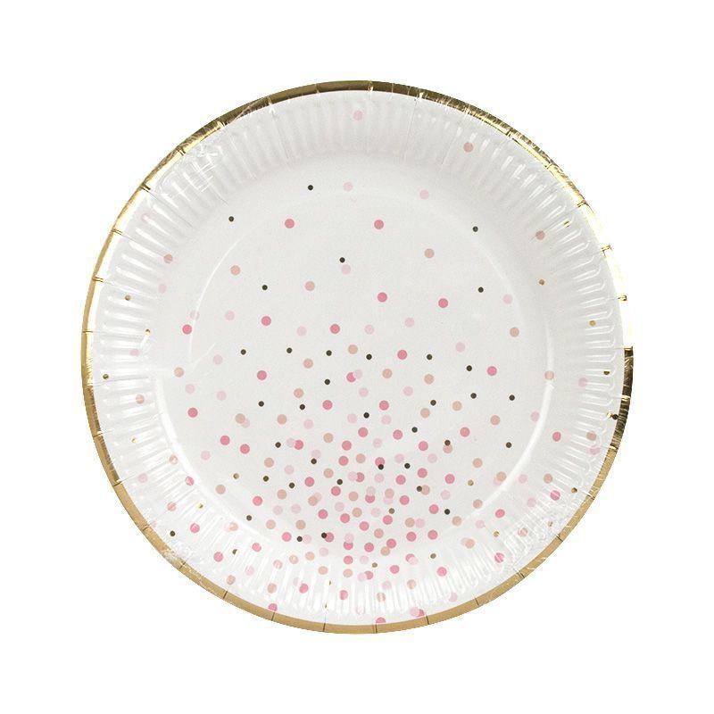 8 Pack Baby Pink Paper Plates - 23cm - The Base Warehouse