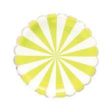 8 Pack Yellow Striped Plates - 23cm - The Base Warehouse