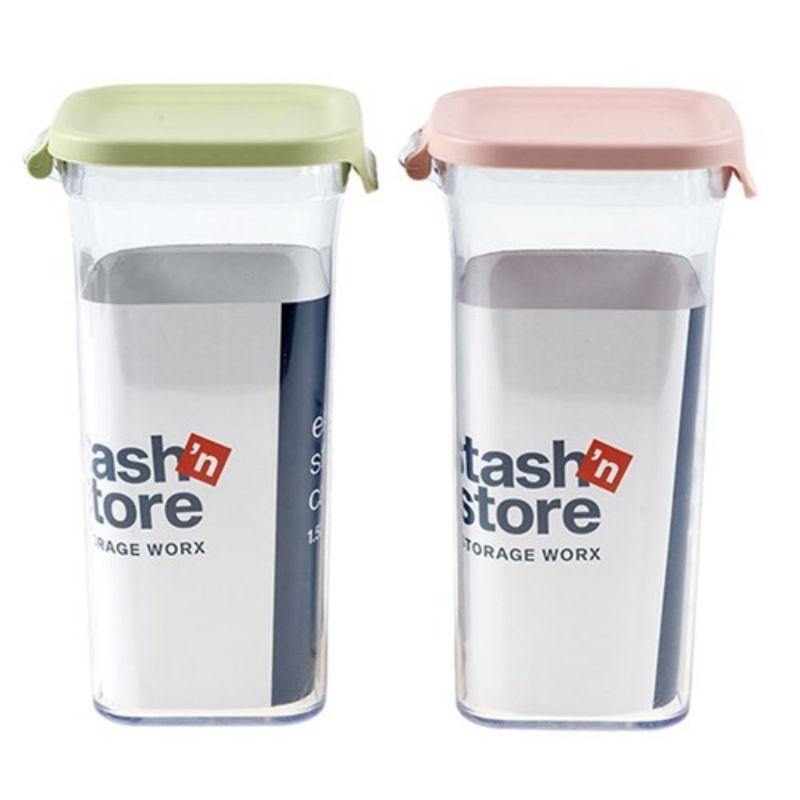 Storage Canister with Coloured Lock Lid - 1500ml - The Base Warehouse